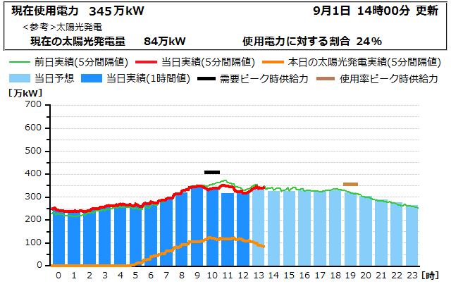 本日の電力使用状況グラフ