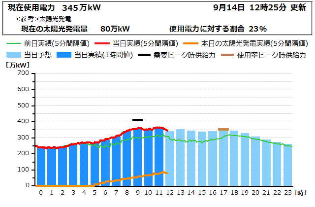 本日の電力使用状況グラフ